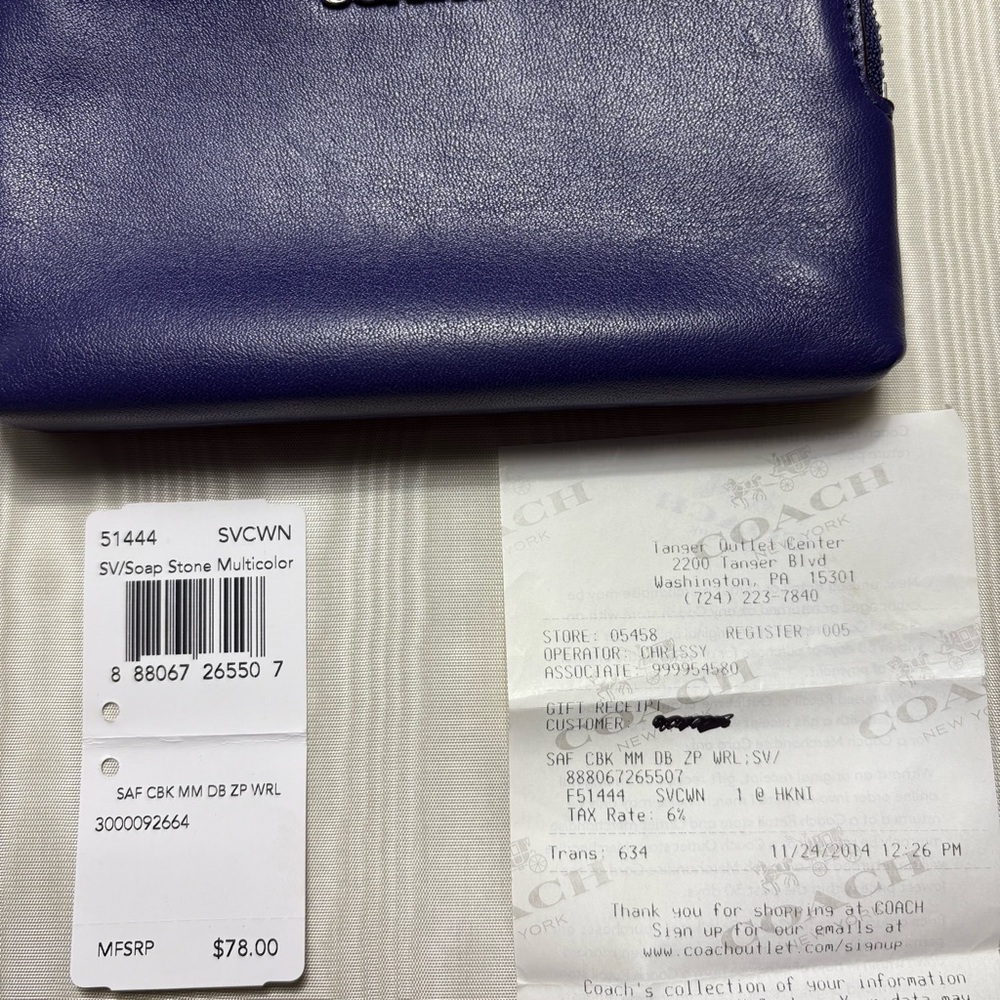 Coach Periwinkle Blue & Cream Double Corner Zip Wristlet - Picture 3 of 14